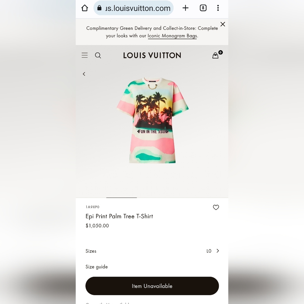 Authentic LV Epi Palm Tree Shirt Lg